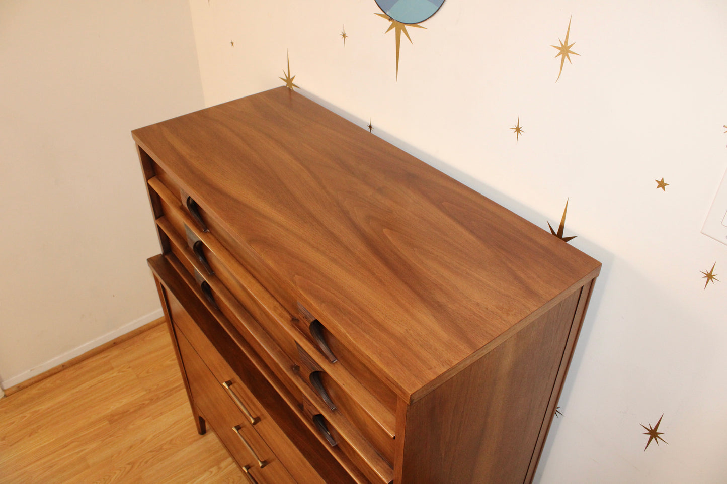 Kent Coffey Perspecta Walnut Highboy Dresser