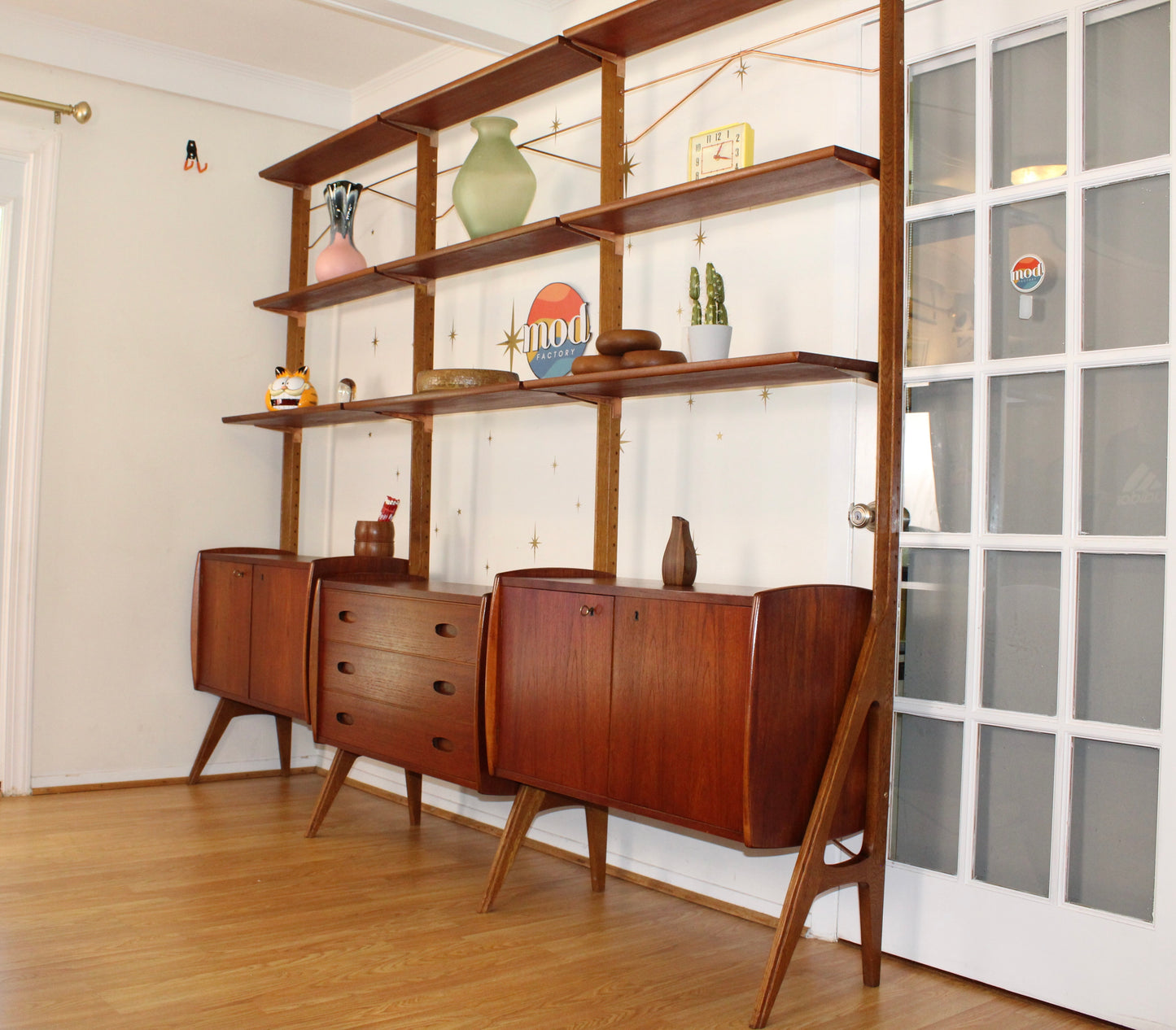 Scandinavian Teak & Oak Freestanding Wall Unit by Kvalitet, Norway