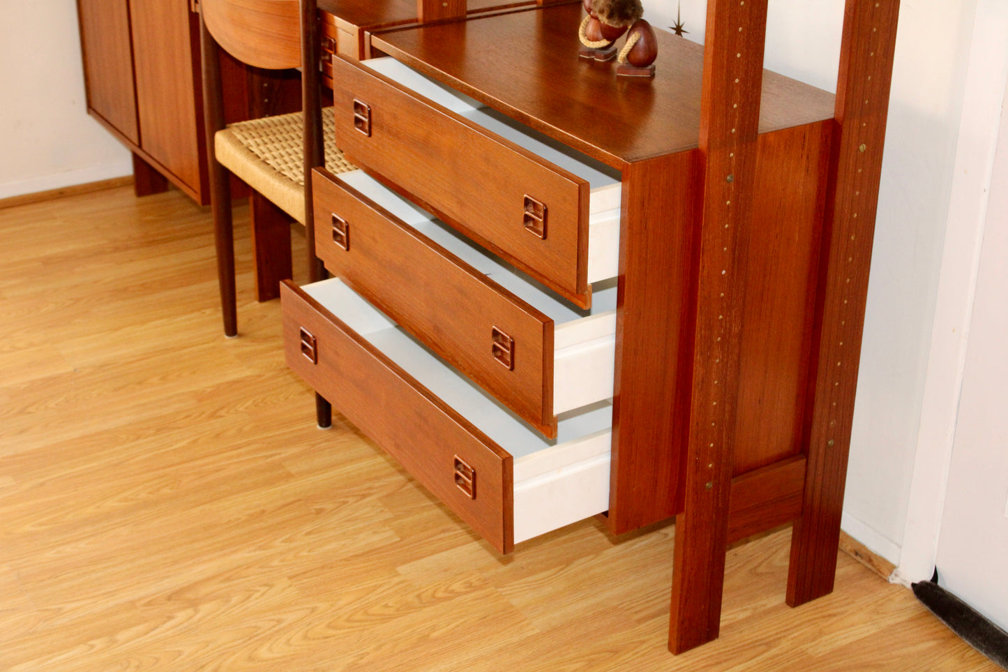 Mid-Century Modern Freestanding 3-Bay Wall Unit/Room Divider