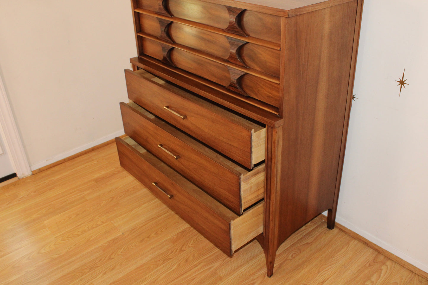 Kent Coffey Perspecta Walnut Highboy Dresser