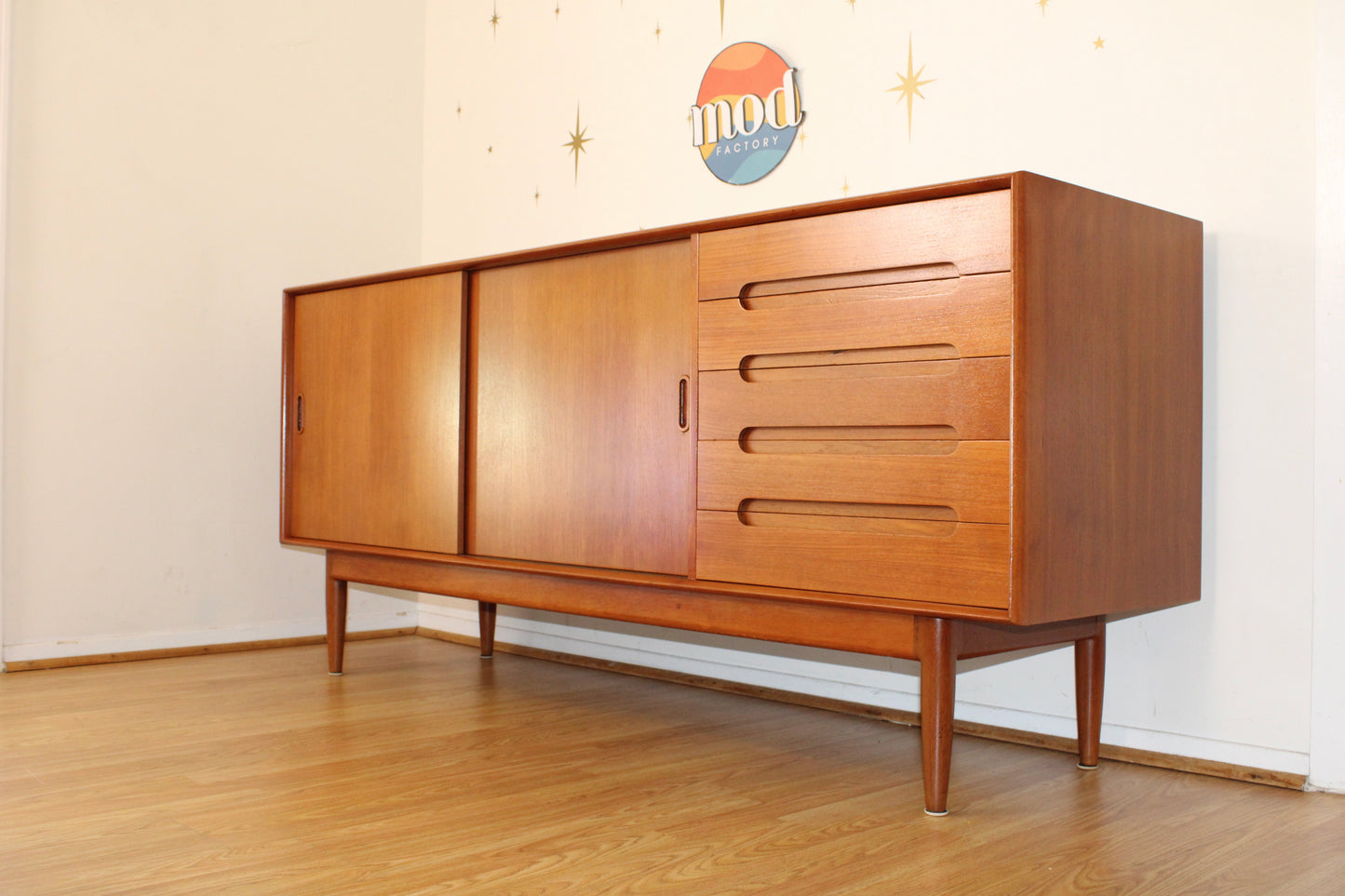 Danish Modern Teak 71” Sideboard/Credenza