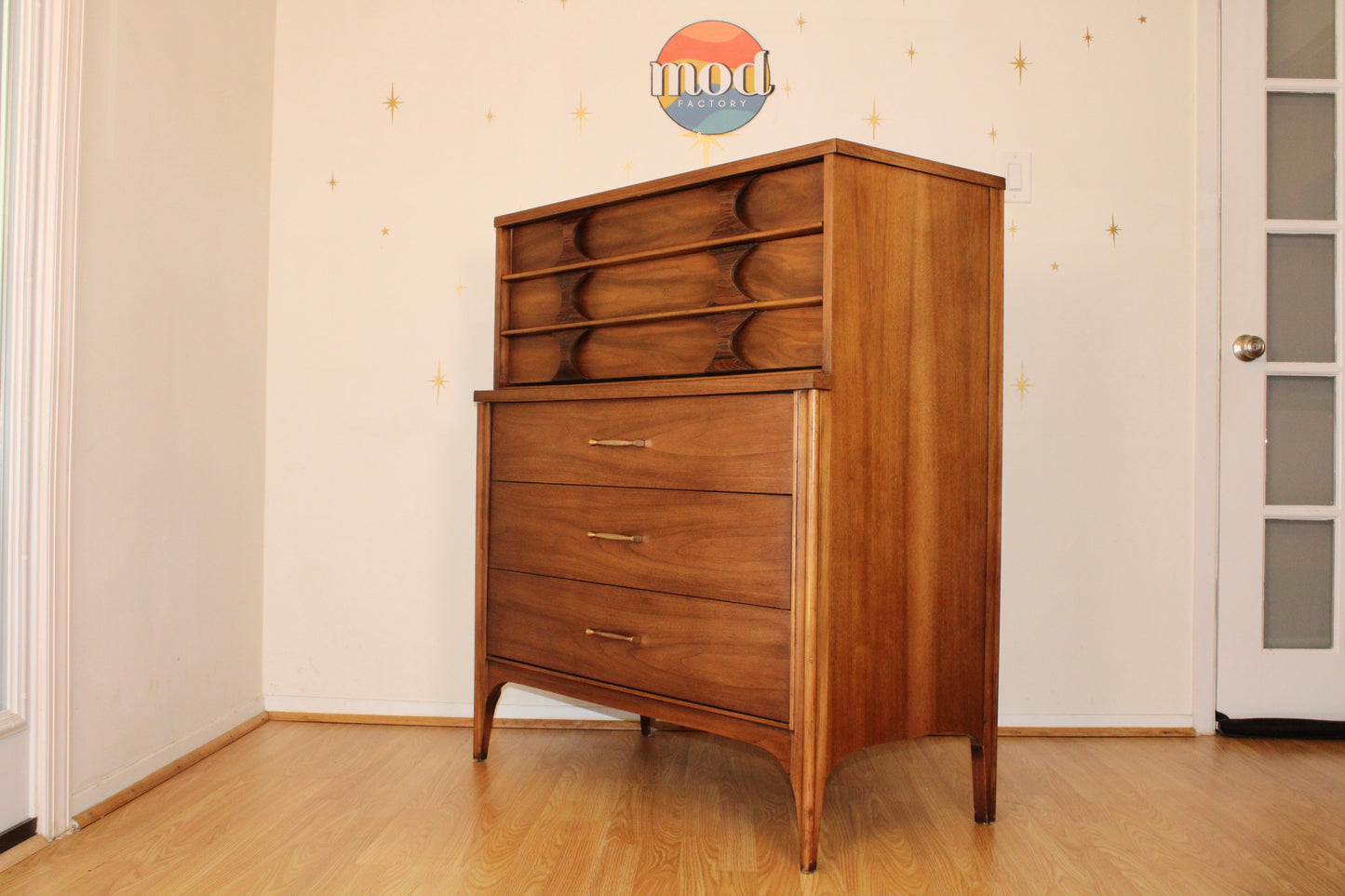 Kent Coffey Perspecta Walnut Highboy Dresser