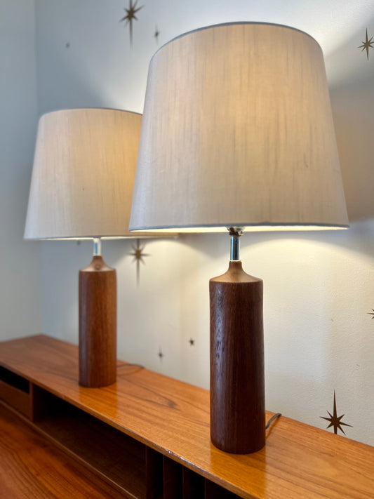 Pair-Vintage Danish Solid Teak Lamps