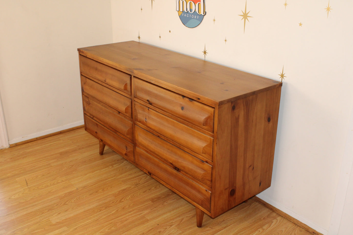 American Modernist Solid Pine Double Dresser