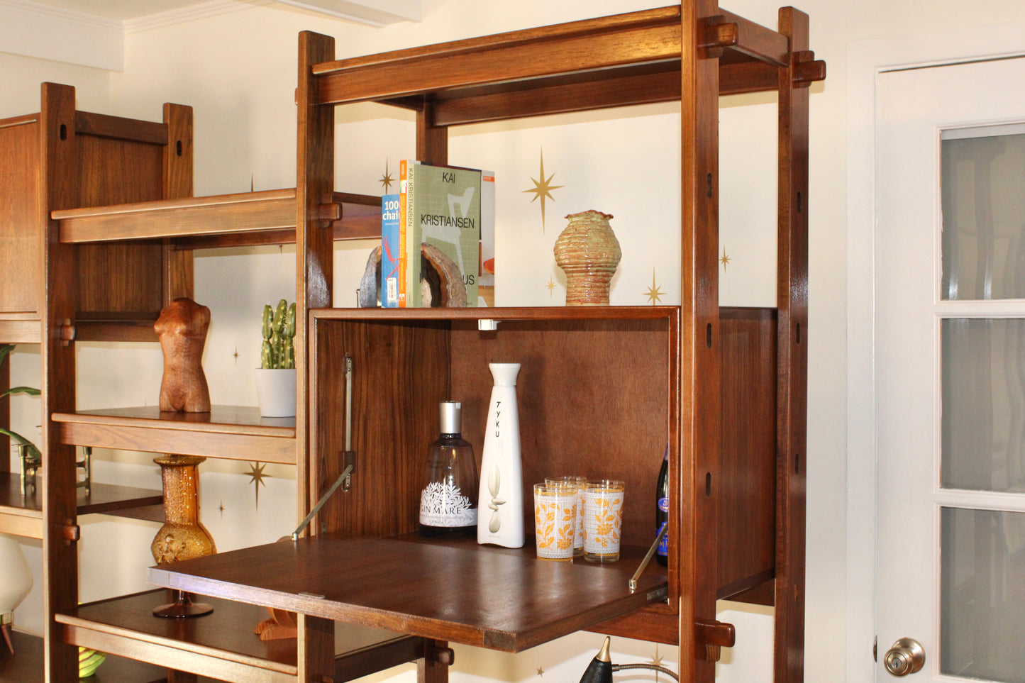 Mid-Century Modern Teak 3 Bay Freestanding Wall Unit/ Room Divider