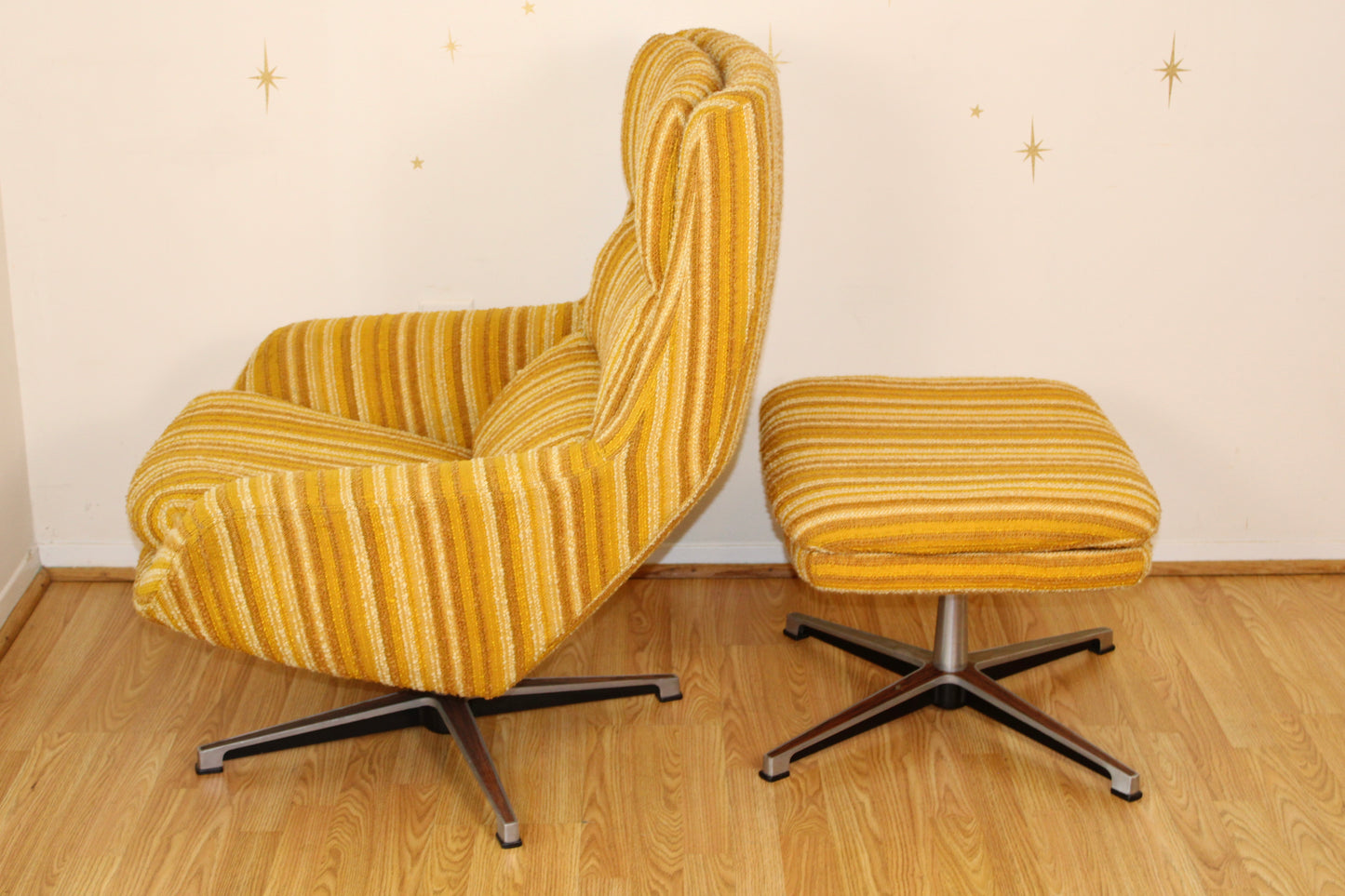 Vintage Swedish Reclining Lounge Chair + Ottoman by Overman