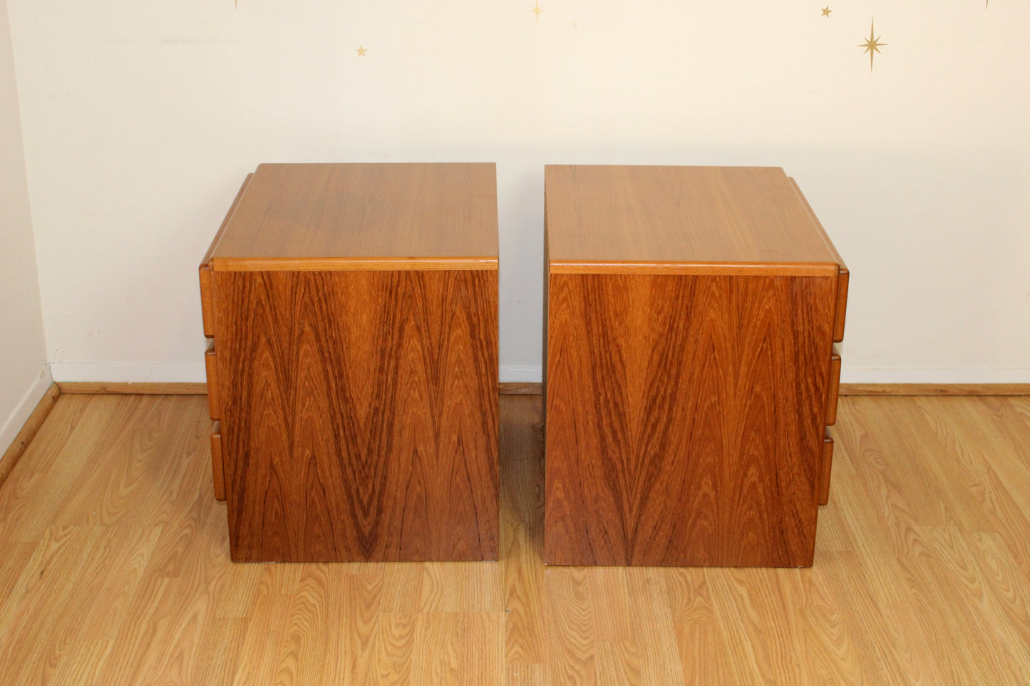 Pair of Vintage Teak 3 Drawer Nightstands