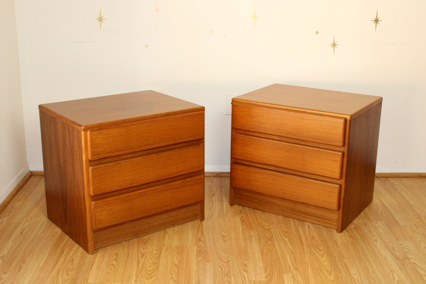 Pair of Vintage Teak 3 Drawer Nightstands