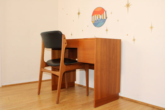 Danish Teak Flip Top Vanity w/ Mirror by Vitré