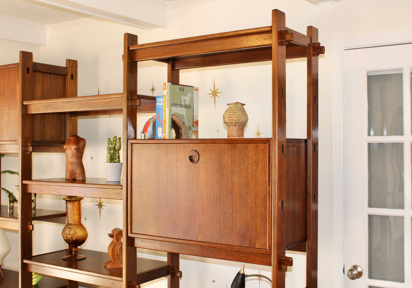 Mid-Century Modern Teak 3 Bay Freestanding Wall Unit/ Room Divider