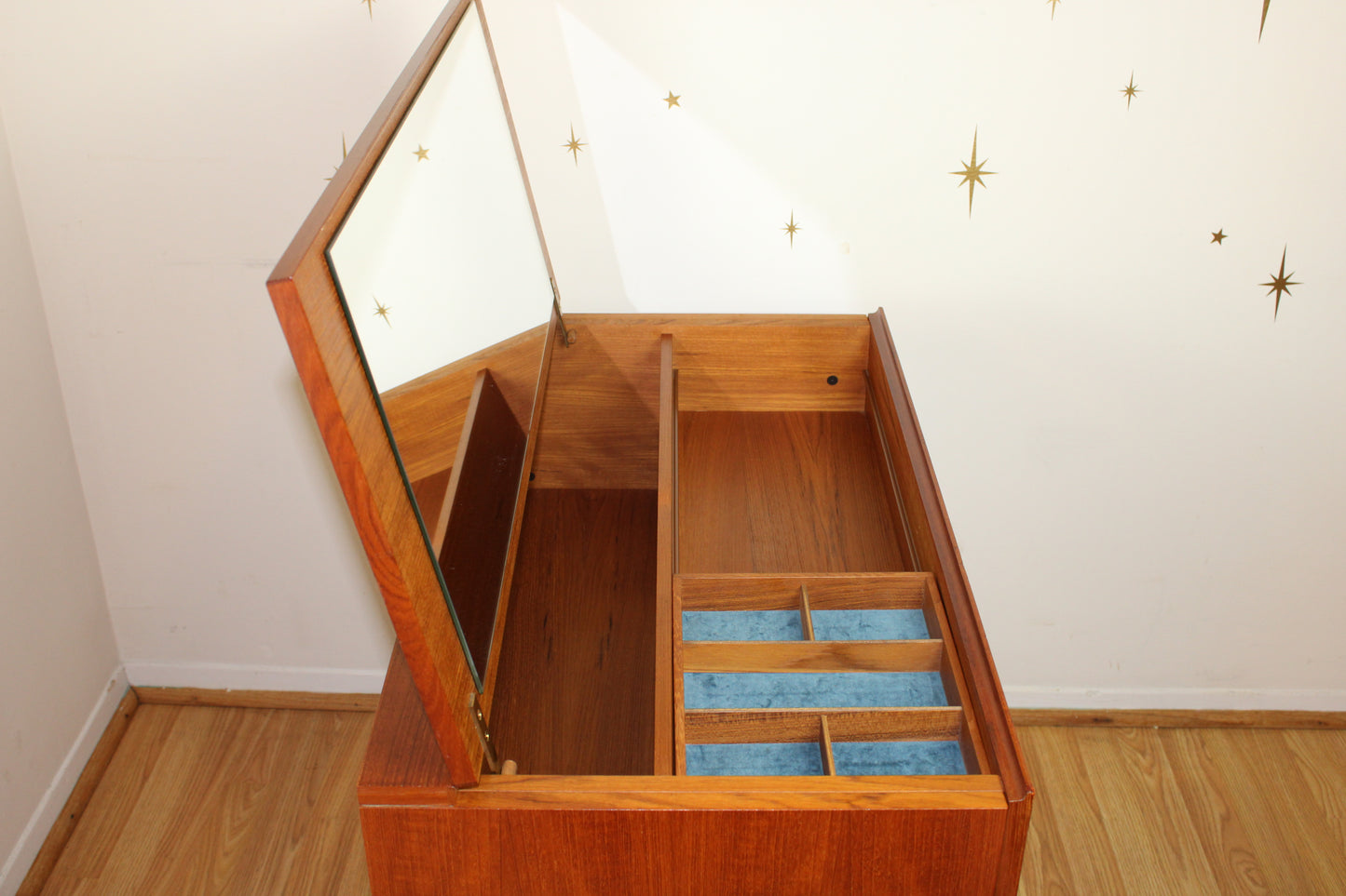 Danish Modern Teak Vanity & Stool