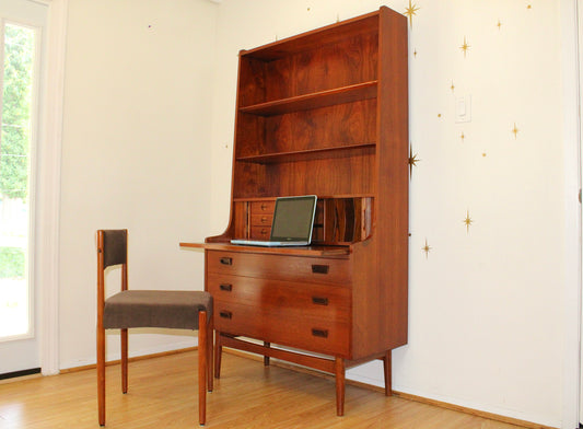 Danish Modern Teak Secretary Desk/Bookcase by Johannes Sorth