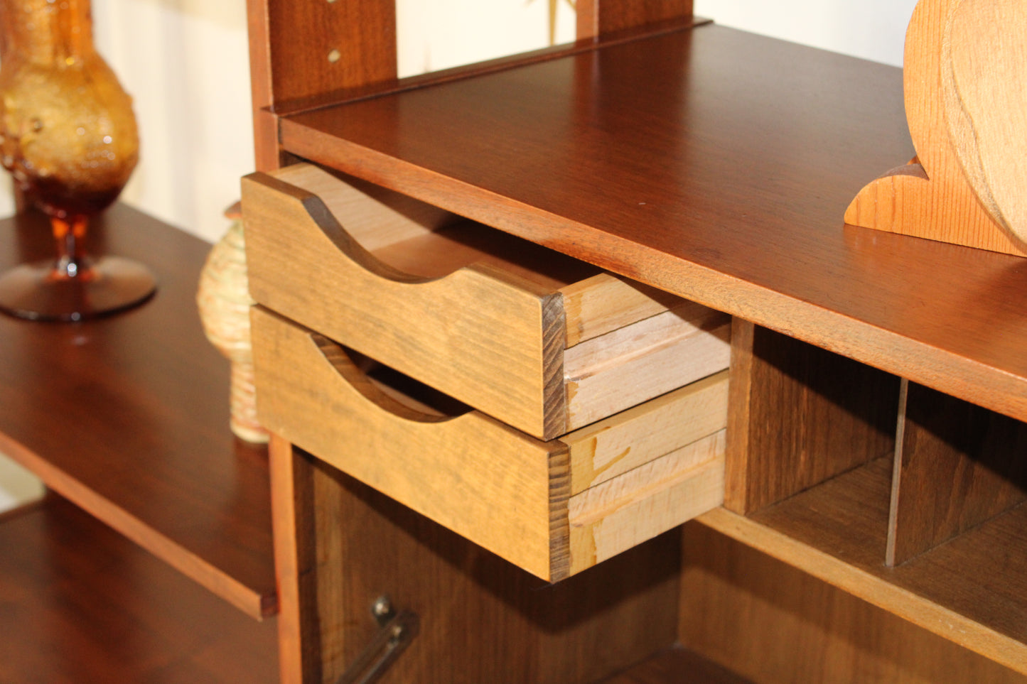 Mid-Century Modern Freestanding 3-Bay Wall Unit/Room Divider