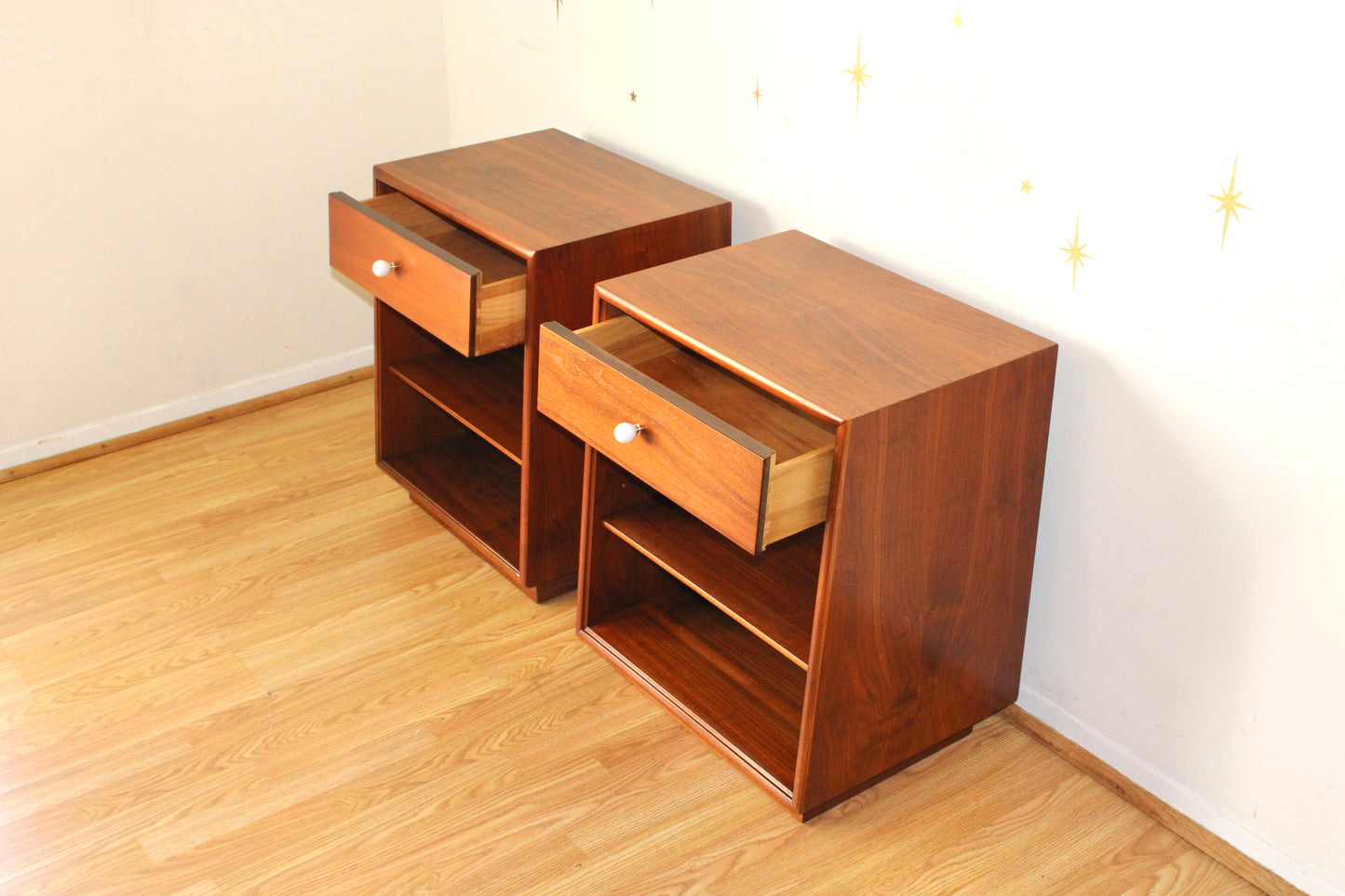 Kipp Stewart - Pair of Drexel "Declaration" Walnut Nightstands