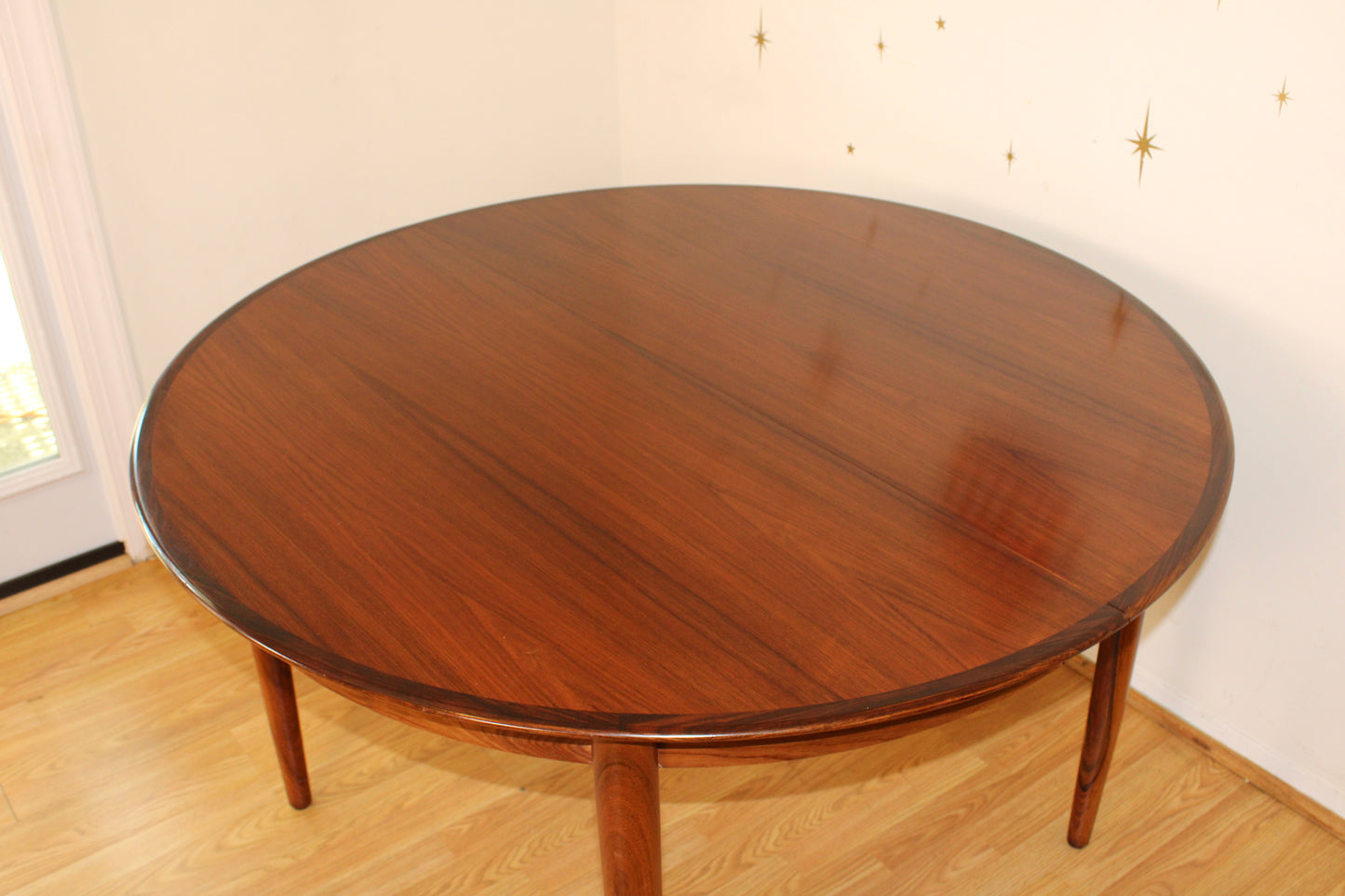 Danish Rosewood Round-to-Oval Dining Table w/ 2 Leaves