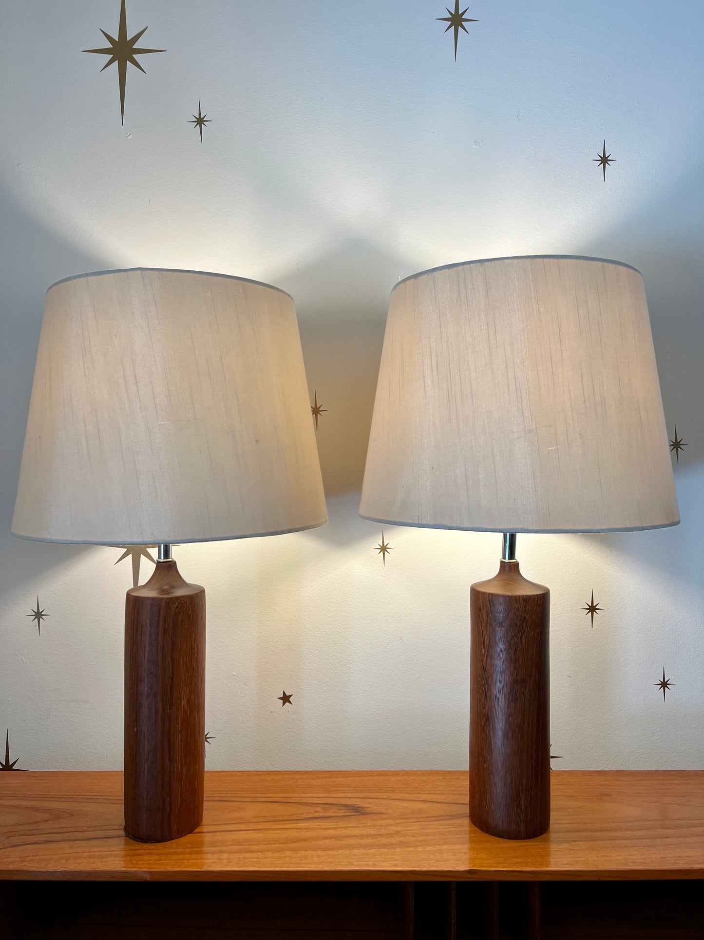 Pair-Vintage Danish Solid Teak Lamps