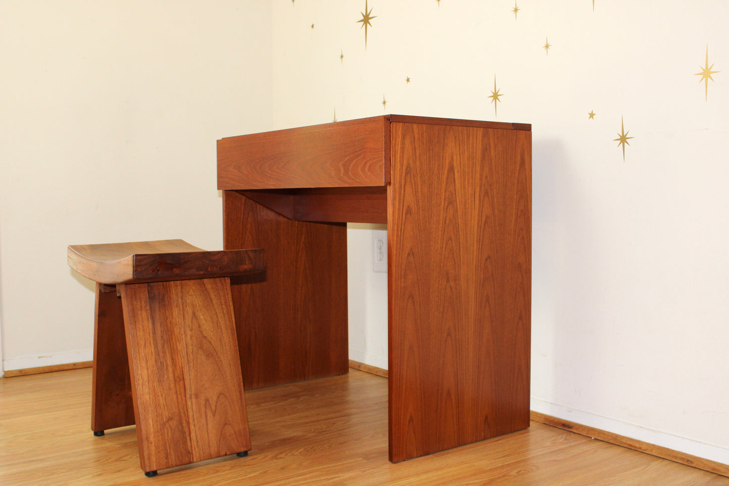 Danish Modern Teak Vanity & Stool