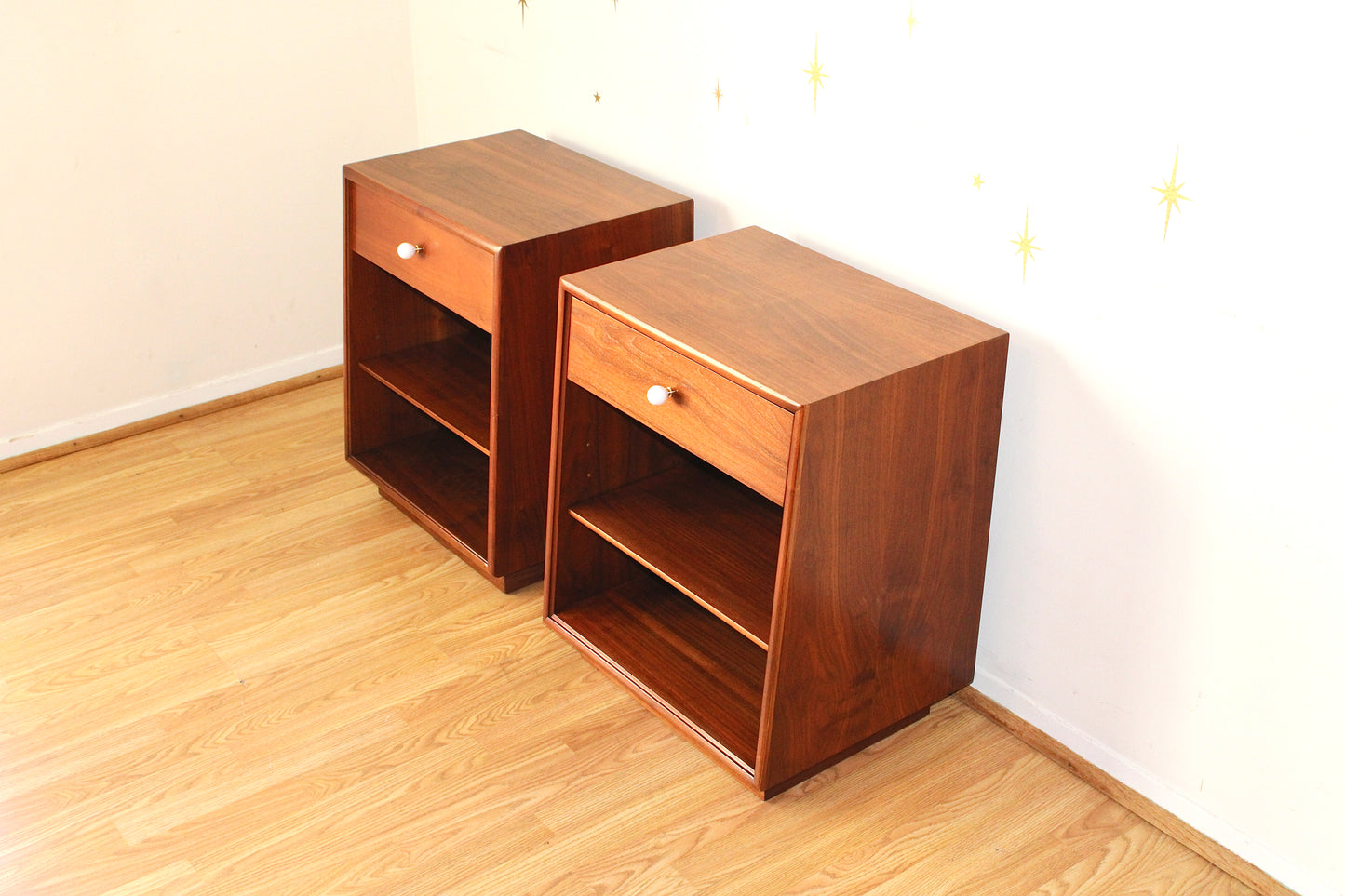 Kipp Stewart - Pair of Drexel "Declaration" Walnut Nightstands