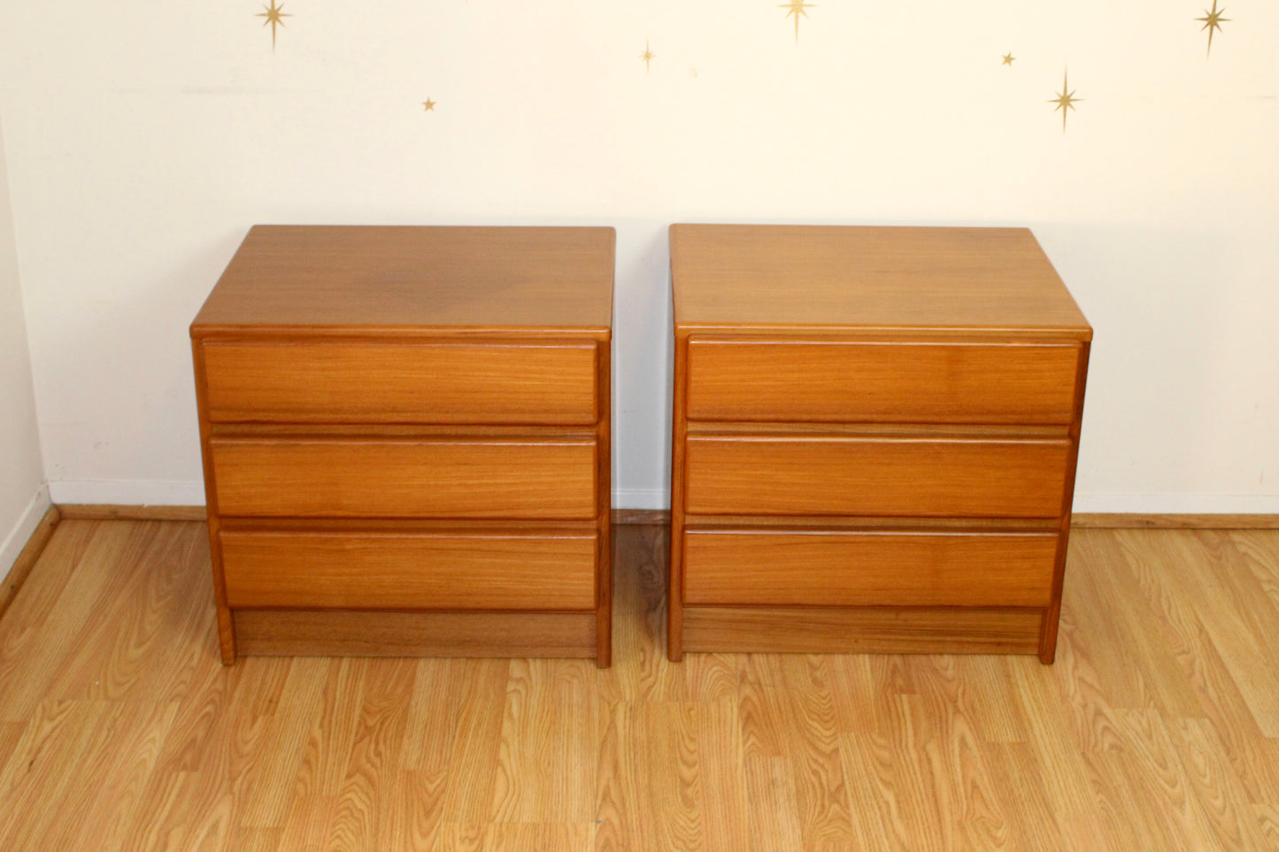 Pair of Vintage Teak 3 Drawer Nightstands