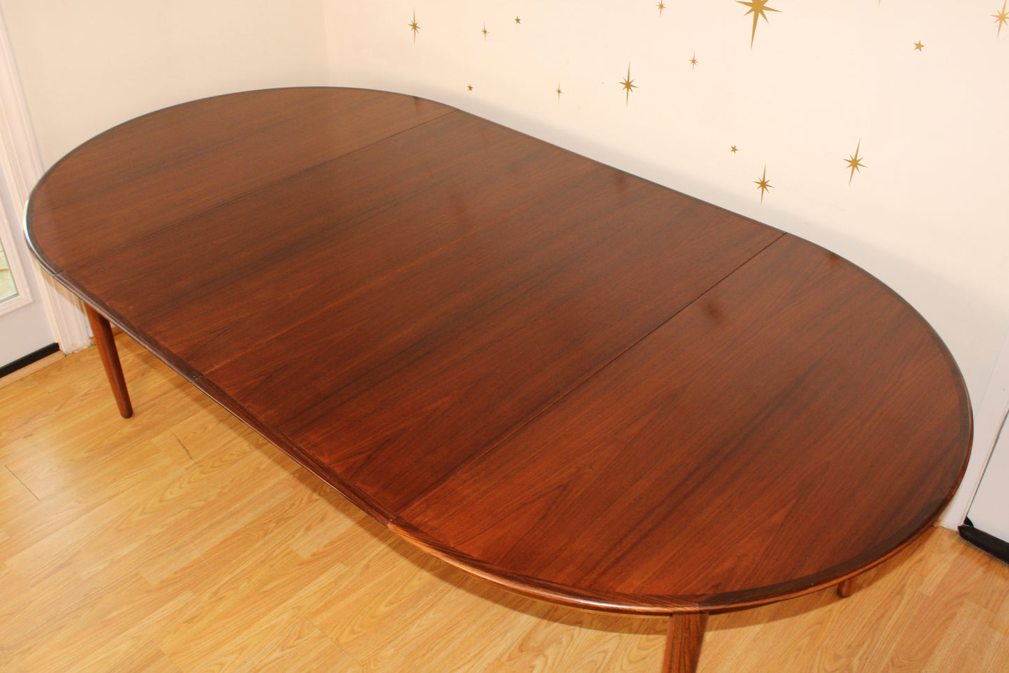 Danish Rosewood Round-to-Oval Dining Table w/ 2 Leaves