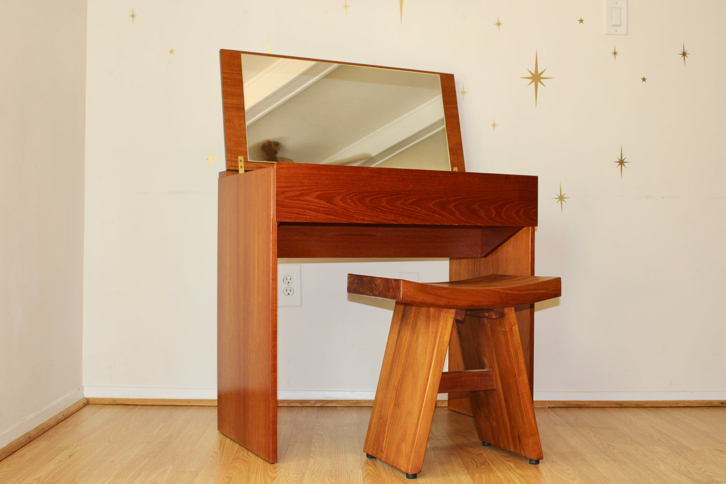 Danish Modern Teak Vanity & Stool