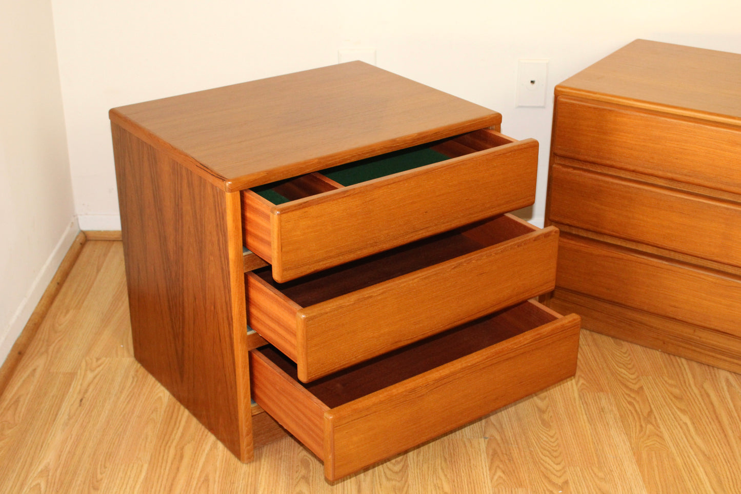 Pair of Vintage Teak 3 Drawer Nightstands