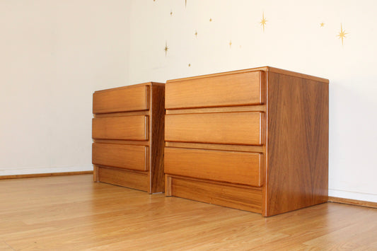 Pair of Vintage Teak 3 Drawer Nightstands