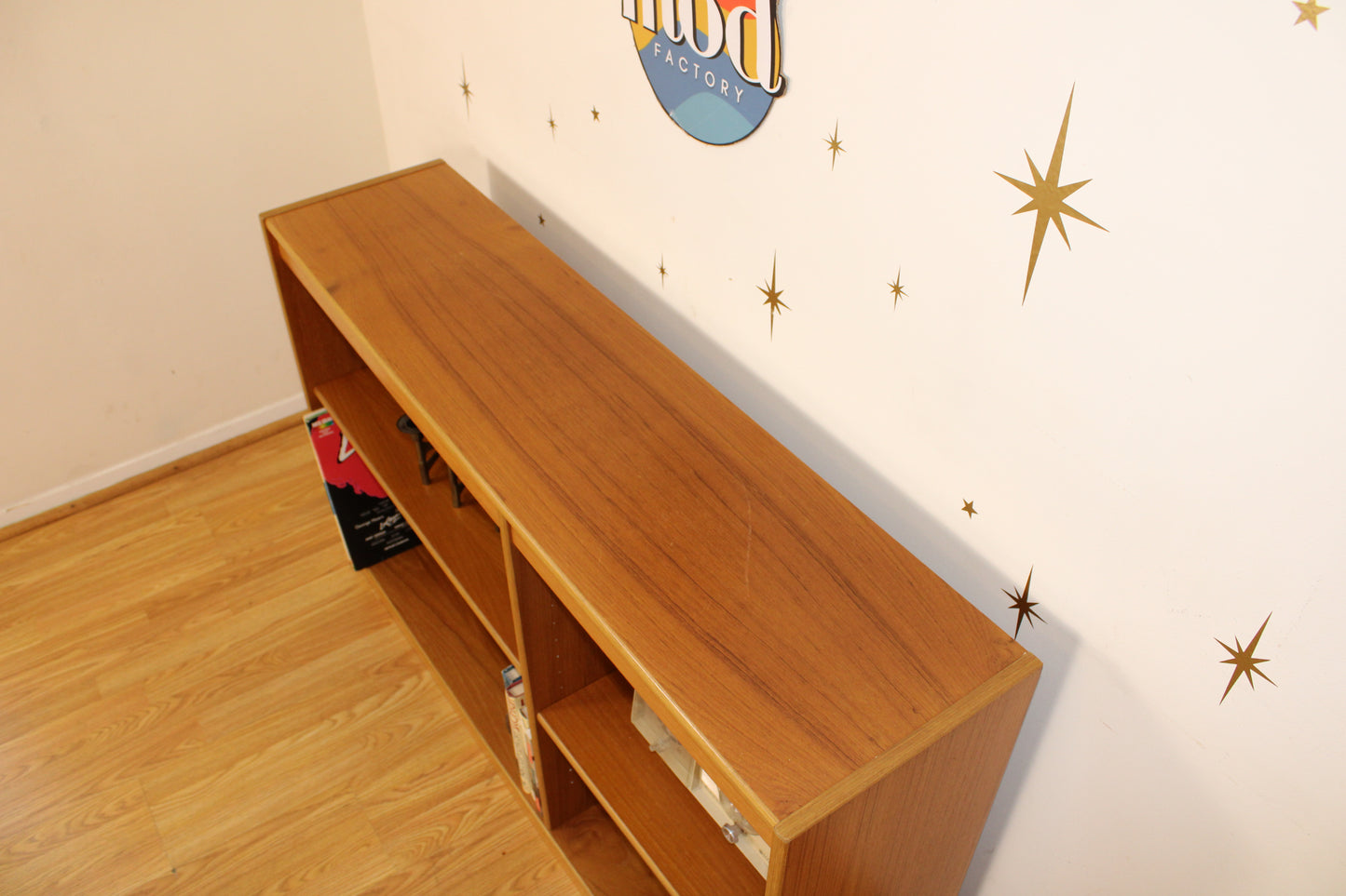 Danish Teak Low Bookcase/ Display Case / Record Holder