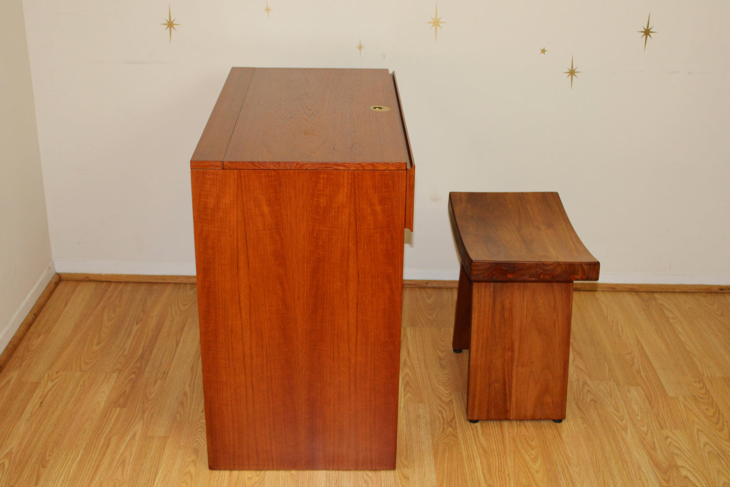 Danish Modern Teak Vanity & Stool