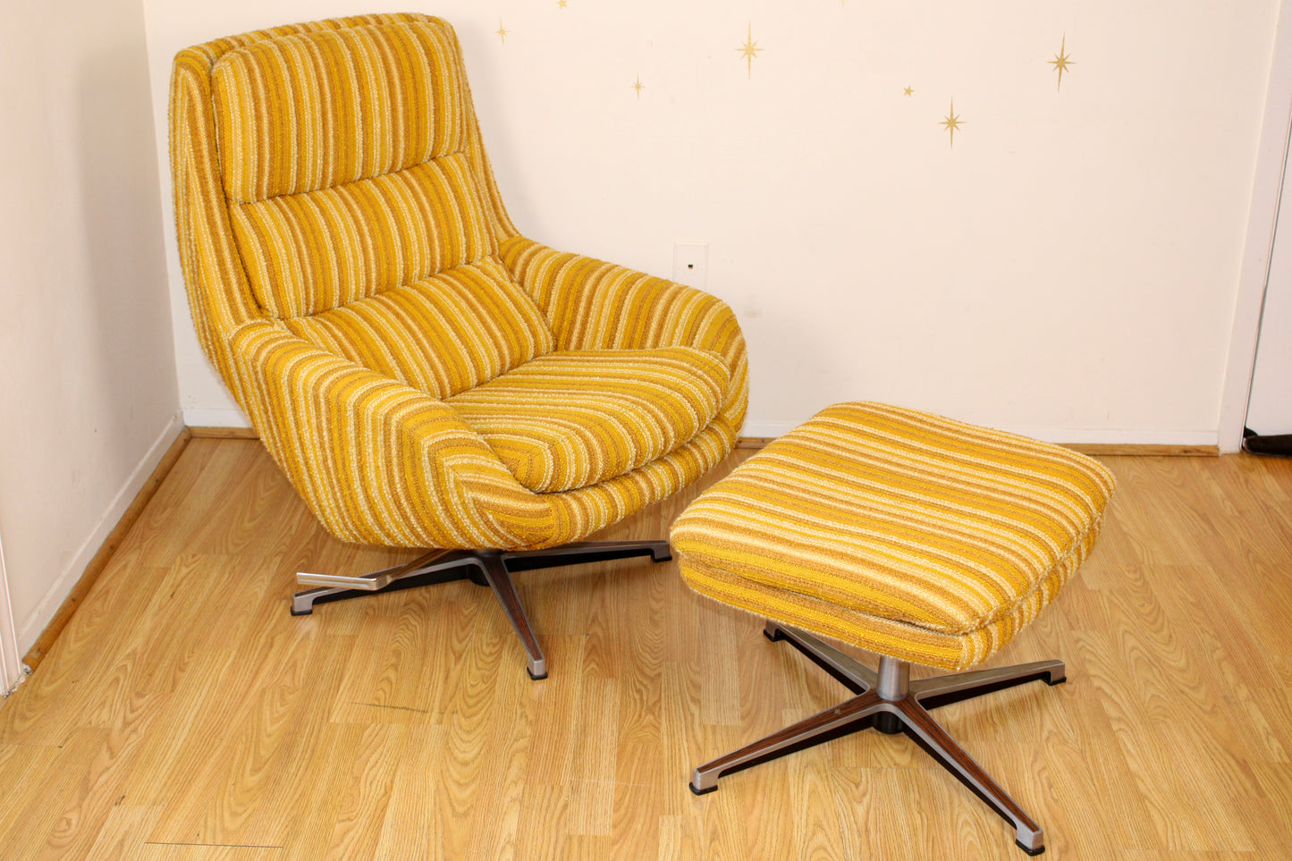Vintage Swedish Reclining Lounge Chair + Ottoman by Overman