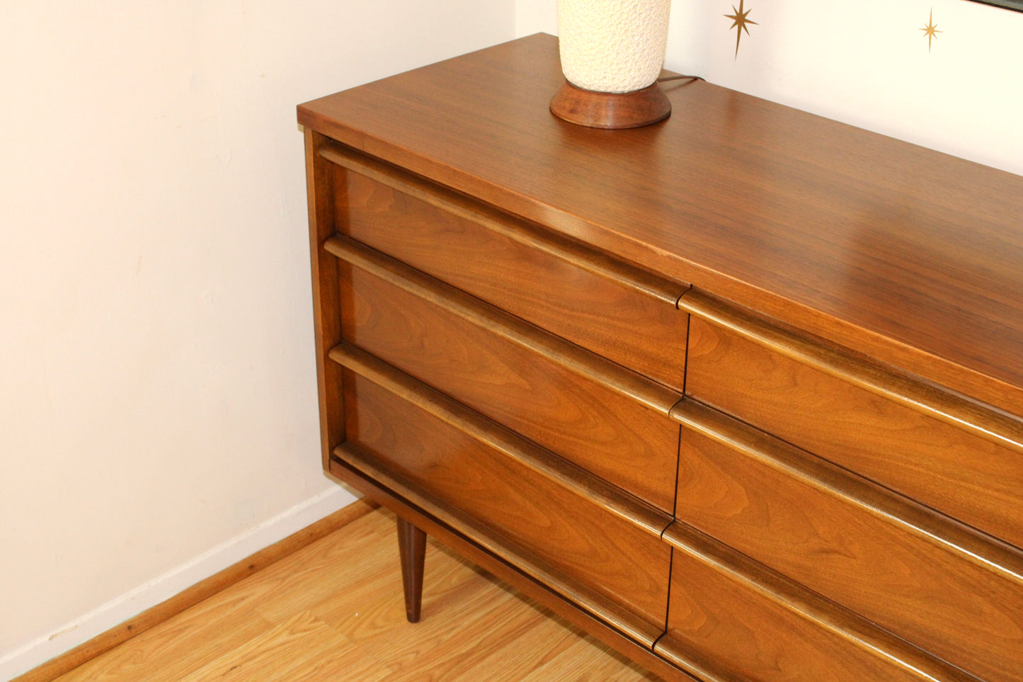 Mid-Century Modern Bassett Walnut Triple Dresser