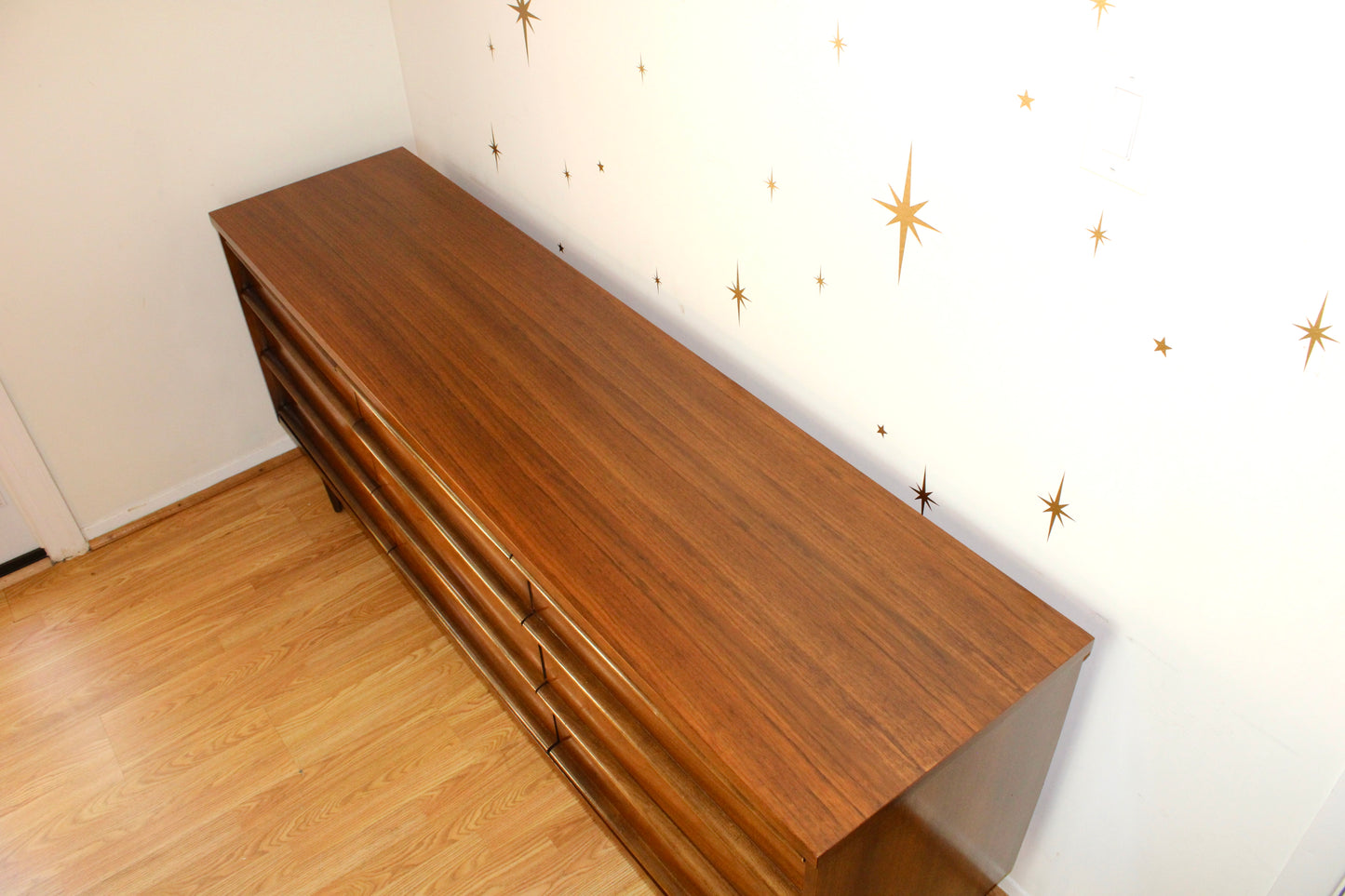 Mid-Century Modern Bassett Walnut Triple Dresser