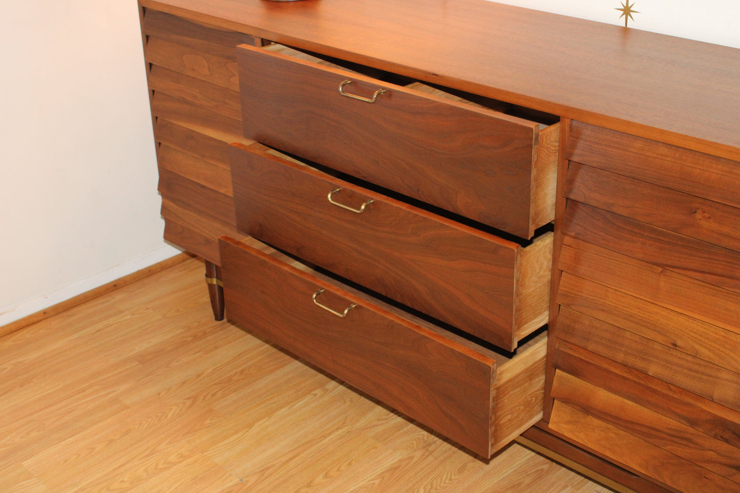 Merton Gershun - American of Martinsville Walnut Triple Dresser