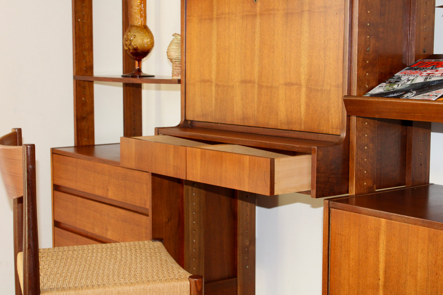 Mid-Century Modern Freestanding 3-Bay Wall Unit/Room Divider