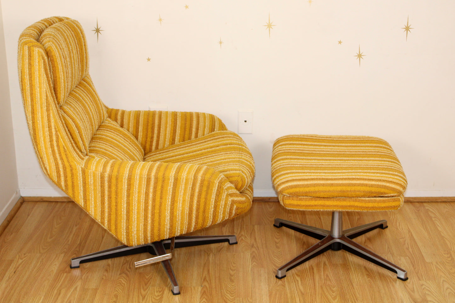 Vintage Swedish Reclining Lounge Chair + Ottoman by Overman
