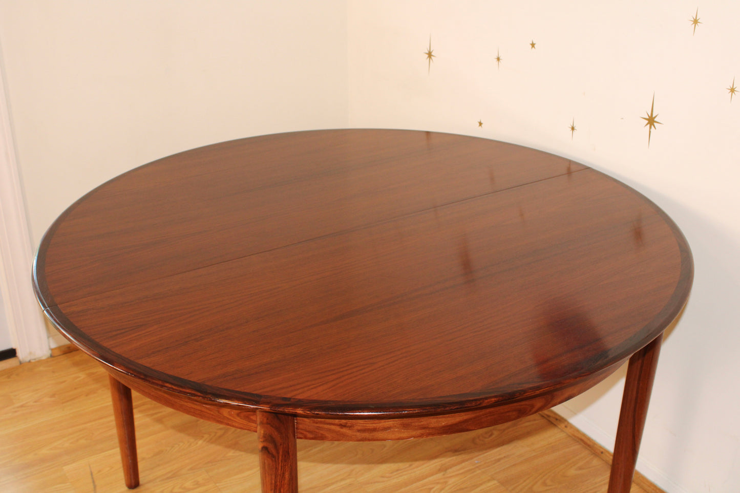 Danish Rosewood Round-to-Oval Dining Table w/ 2 Leaves
