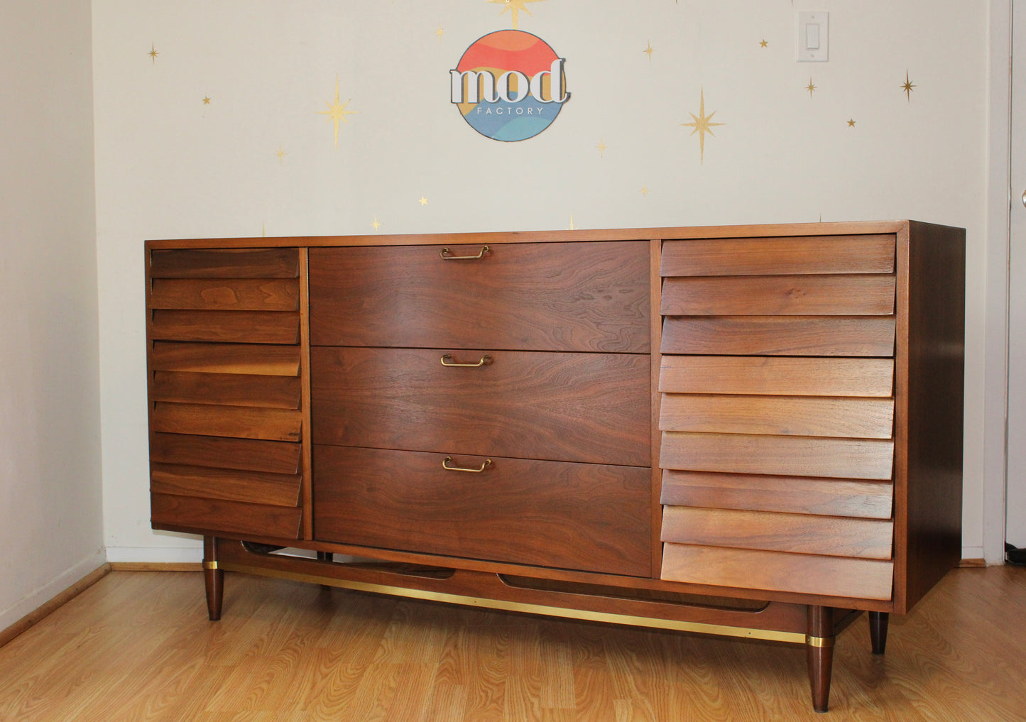 Merton Gershun - American of Martinsville Walnut Triple Dresser