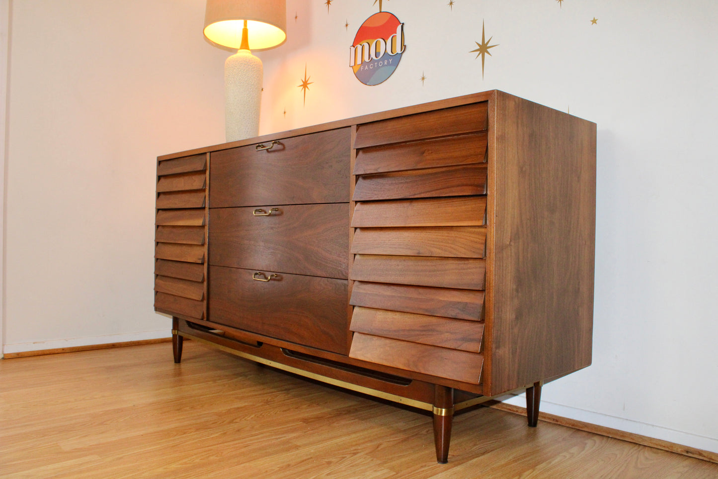 Merton Gershun - American of Martinsville Walnut Triple Dresser