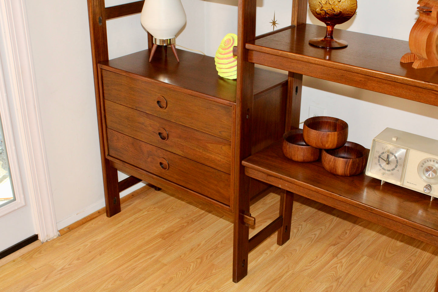 Mid-Century Modern Teak 3 Bay Freestanding Wall Unit/ Room Divider