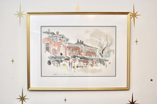 Vintage Watercolor Painting - Eastern Market of Washington D.C.