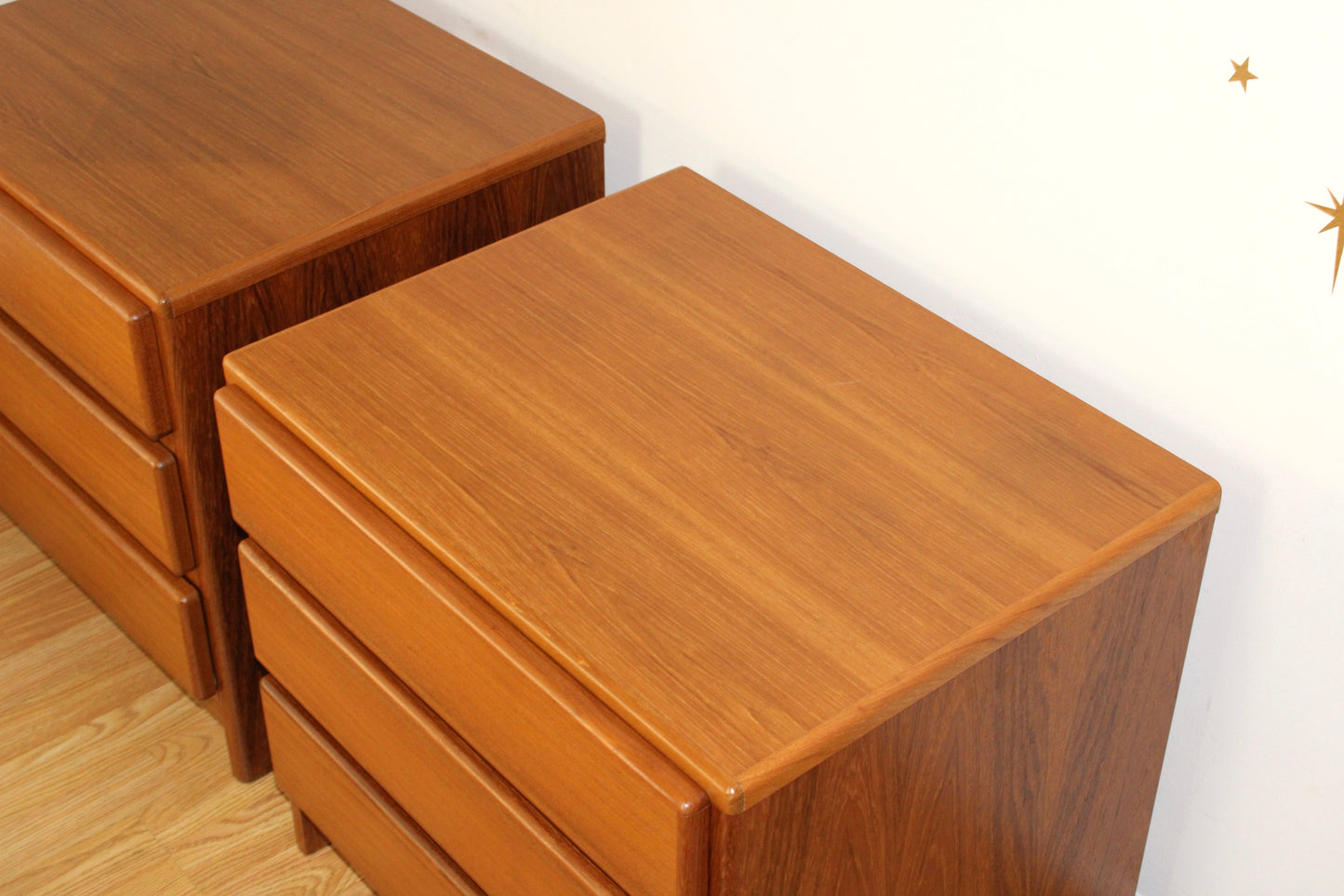 Pair of Vintage Teak 3 Drawer Nightstands