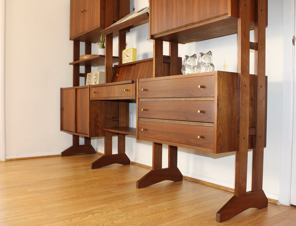 Yugoslavian 3-Bay Freestanding Wall Unit/Room Divider
