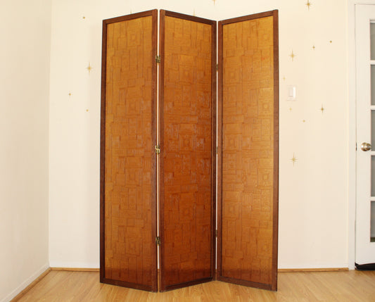 Mid-Century Amber Glass Room Divider