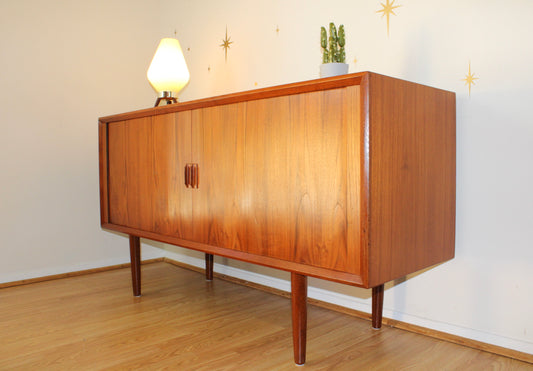 Danish Modern Teak Tambour Door Sideboard