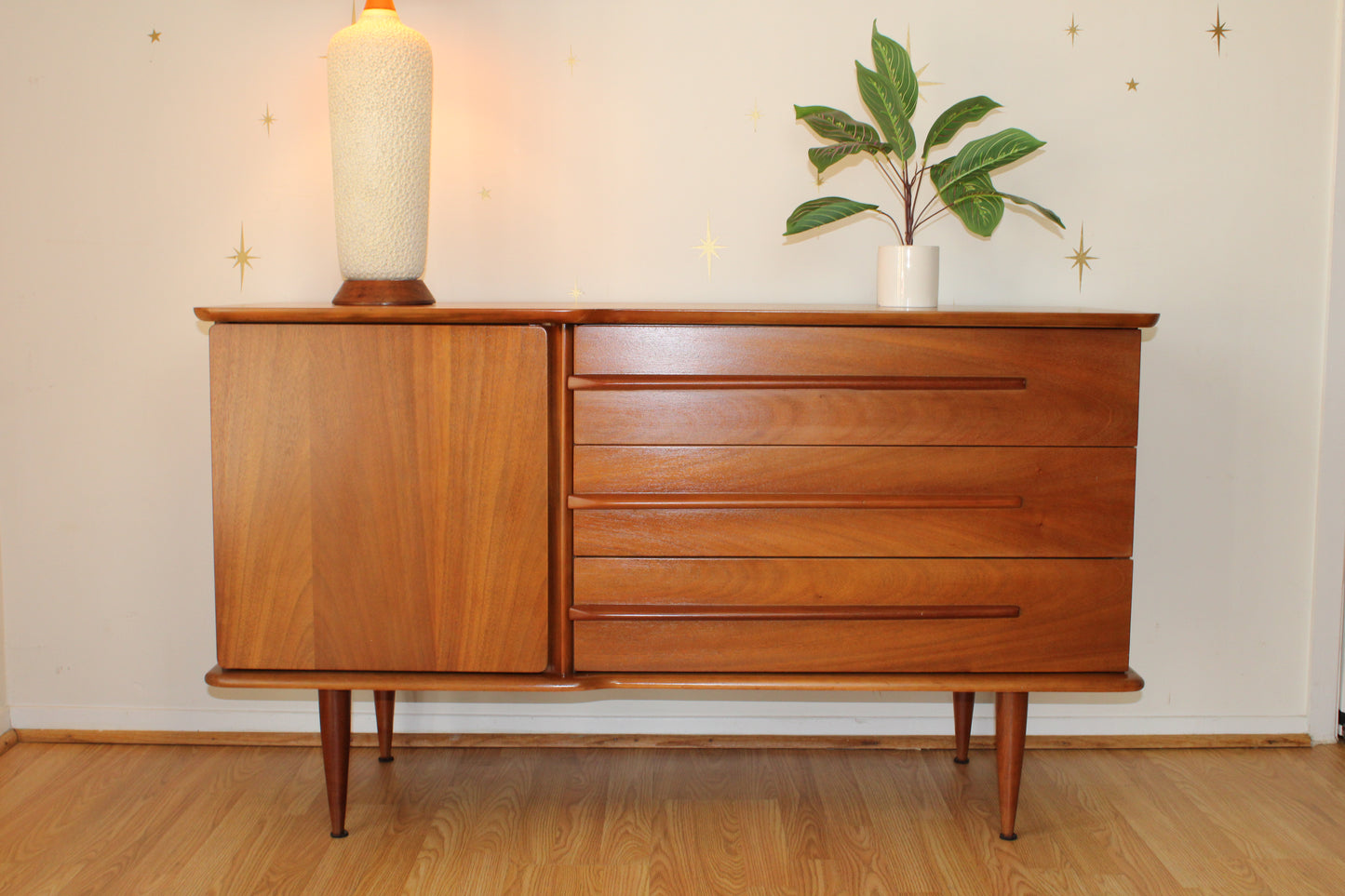 American Modernist Pecan Credenza by United