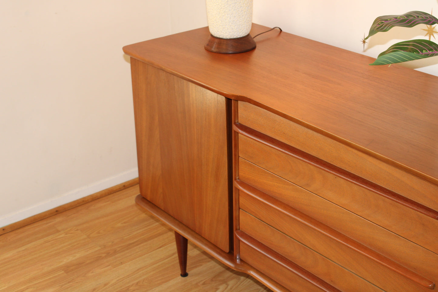 American Modernist Pecan Credenza by United