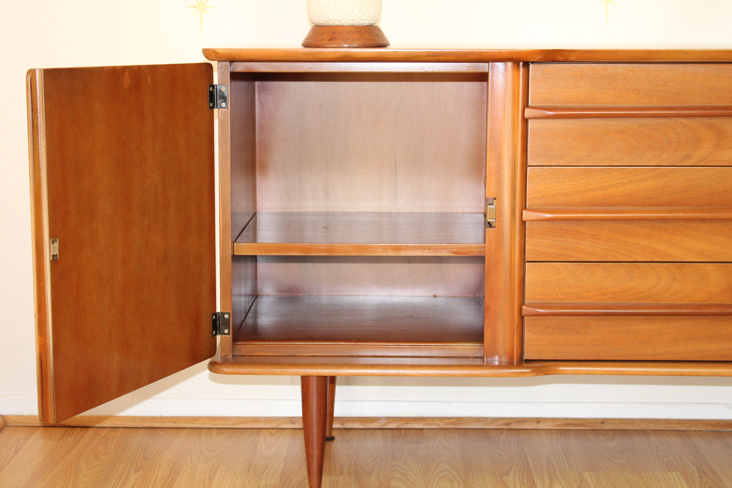 American Modernist Pecan Credenza by United