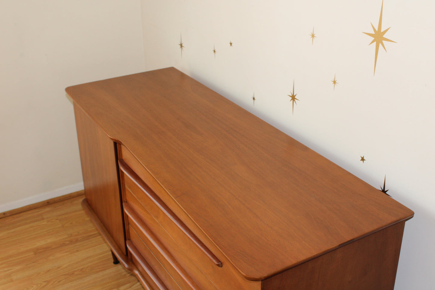 American Modernist Pecan Credenza by United