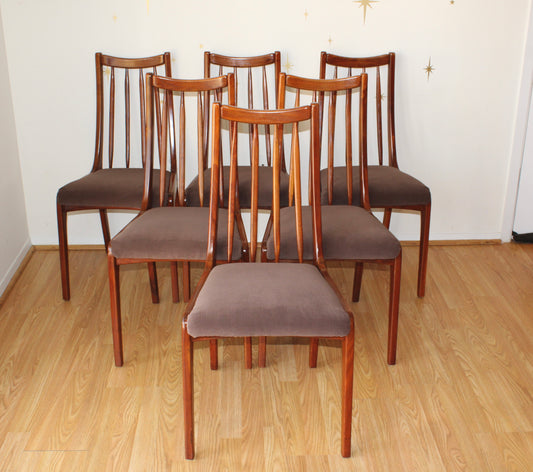 Set of 6 Vintage Teak Dining Chairs w/ New upholstery