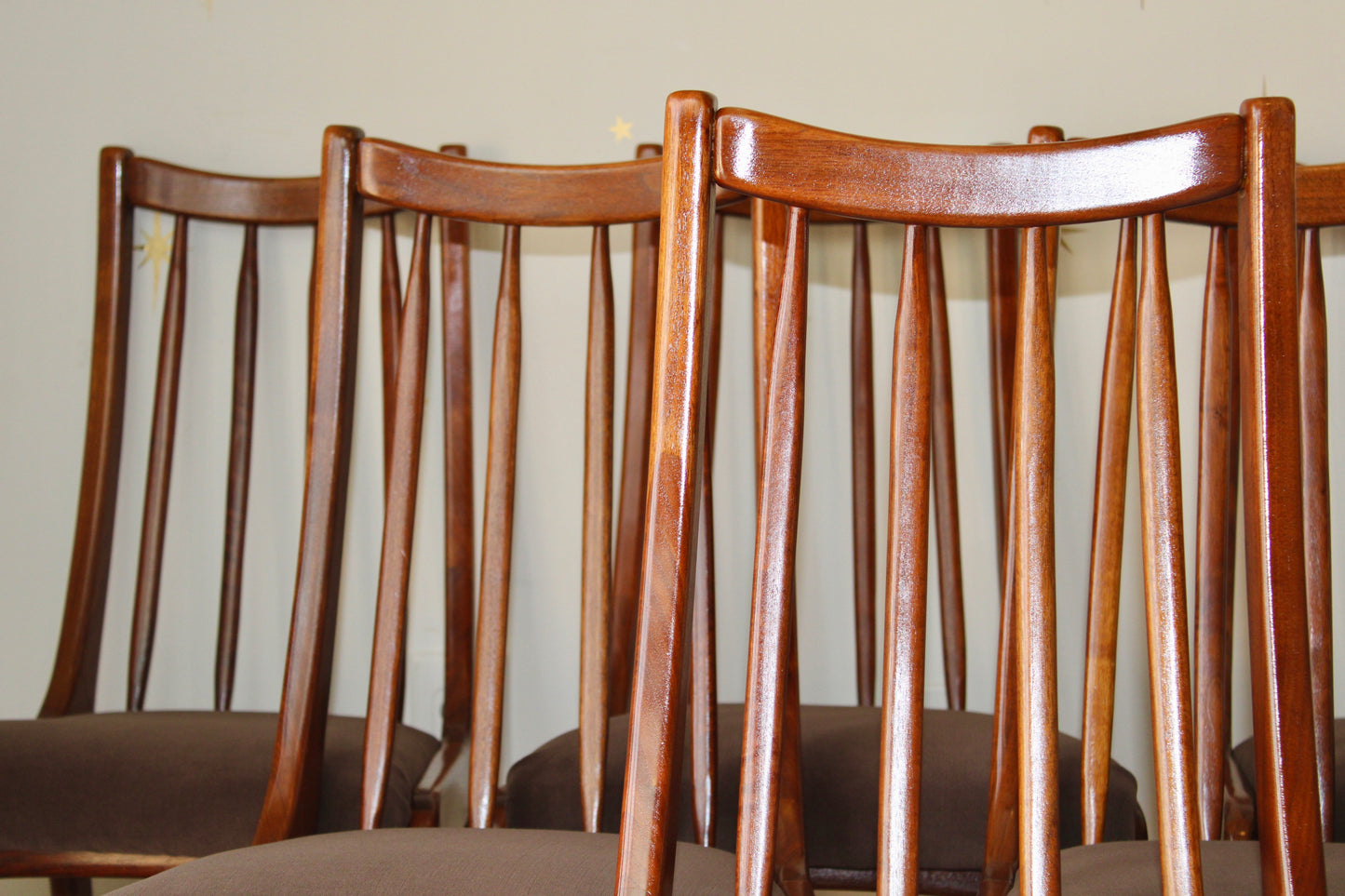 Set of 6 Vintage Teak Dining Chairs w/ New upholstery